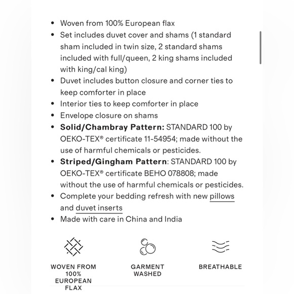 Quince European Linen Duvet Cover Set color: Charcoal size: full/queen - Picture 6 of 10